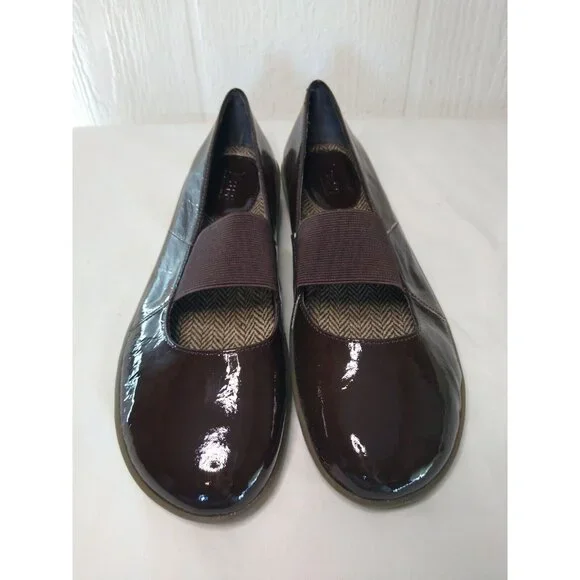 GH Bass Gallop Womens 10 M Cocoa Brown Patent Comfort Flats Elastic Band NEW - Picture 3 of 12